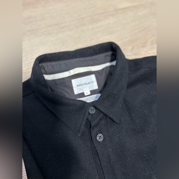 Norse Projects Villads Melton Wool Overshirt in Black - Picture 14 of 16